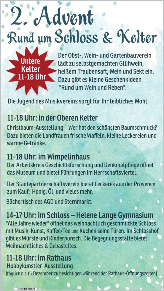 Anzeige Weihnachtsmarkt 2017