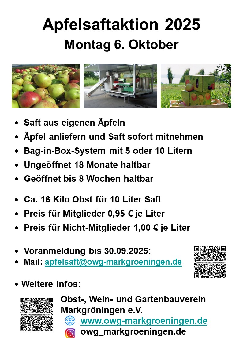Plakat Apfelsaftaktion 2025